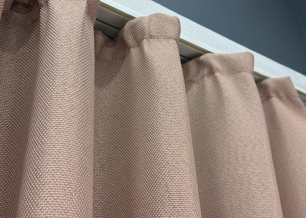 Комплект коротких штор VR-Textil Льон-блекаут Льон Мішковина № 1069ш Пудровий 130х170см 2 шт (35-0312) Київ - фото 8