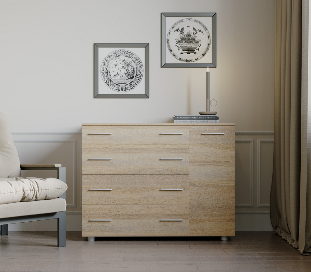 Комод для спальни Эверест с 4-мя ящиками К-3 (телескопические) 100х38х73 дуб сонома (DTM-2494) Днепр - изображение 1