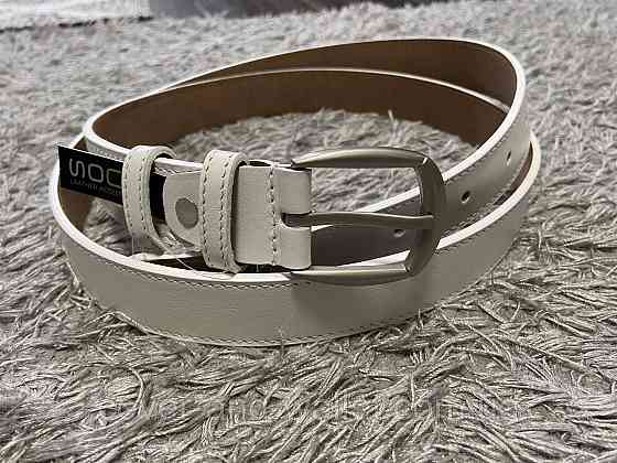 Белый женский ремень из гладкой кожи с классической пряжкой 30мм PS Leather Киев