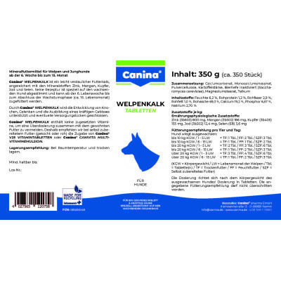 Вітаміни для собак Canina Welpenkalk Таблетки для цуценят 350 г (4027565120758) Вінниця - фото 3