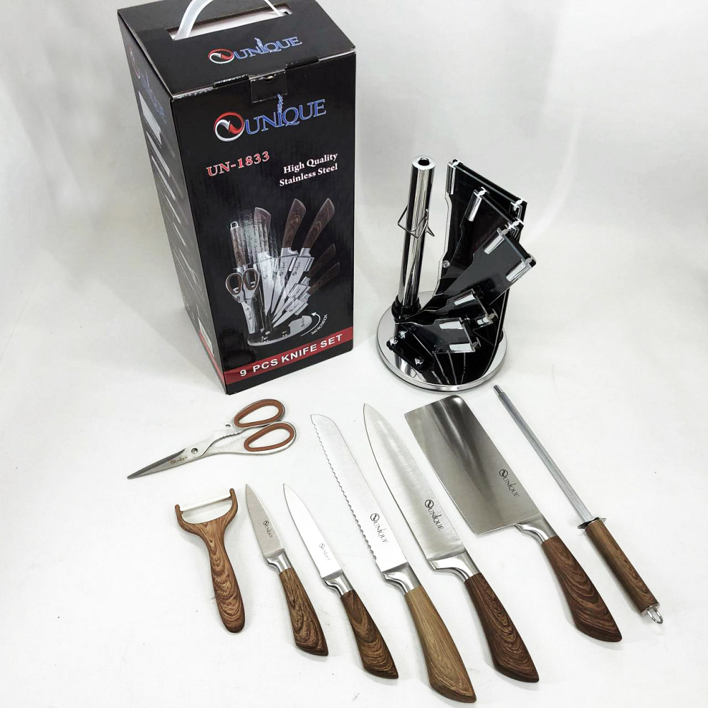 Професиональный кухонный набор ножей UNIQUE, Набор металлических ножей, Качественные ножи для дома QB-89 Львов - изображение 1