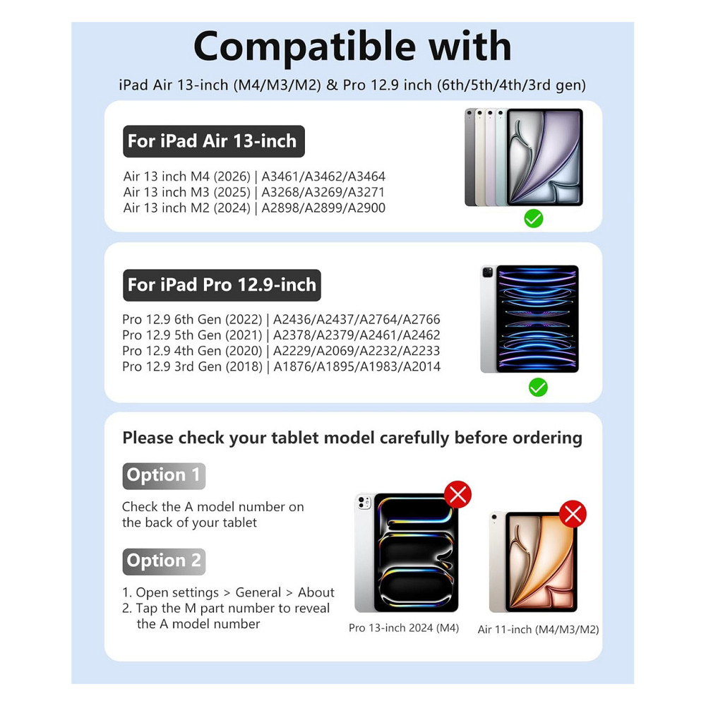 Чохол з клавіатурою кейс Harvopu for iPad Air 13 і Pro 12.9 Чорний мультитач трекпад 7 кольорів підсвітка магнітна клавіатура Київ - фото 3