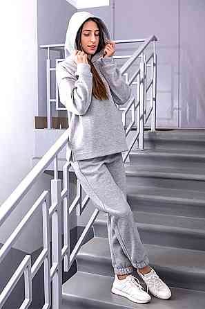 Женский спортивный теплый костюм, серый меланж , трехнитка топ 44/46 Киев