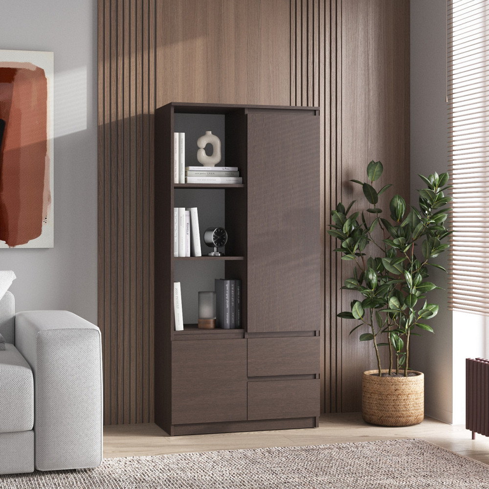 Шафа для книг VAYS R-26, пенал з полицями та шухлядами, ЛДСП, 80×40×170 см - для дому, офісу, вітальні Львів - фото 7