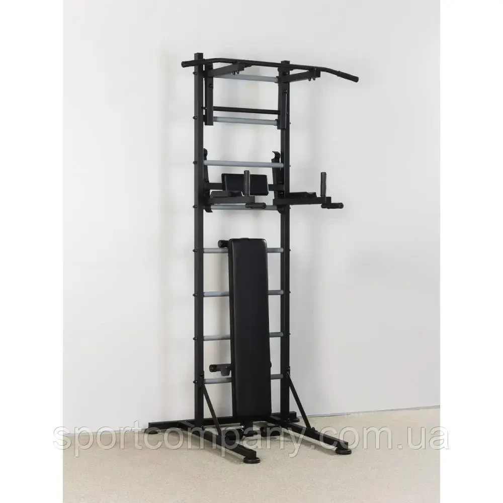 Шведская стенка передвижная Universal Black универсальная без креплений со скамьей для пресса турник брусья Каменское - изображение 2