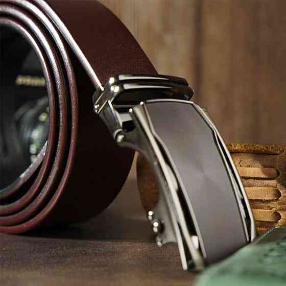 Ремінь чоловічий c матовою вставкою на пряжці Vintage 20278 Коричневий Київ