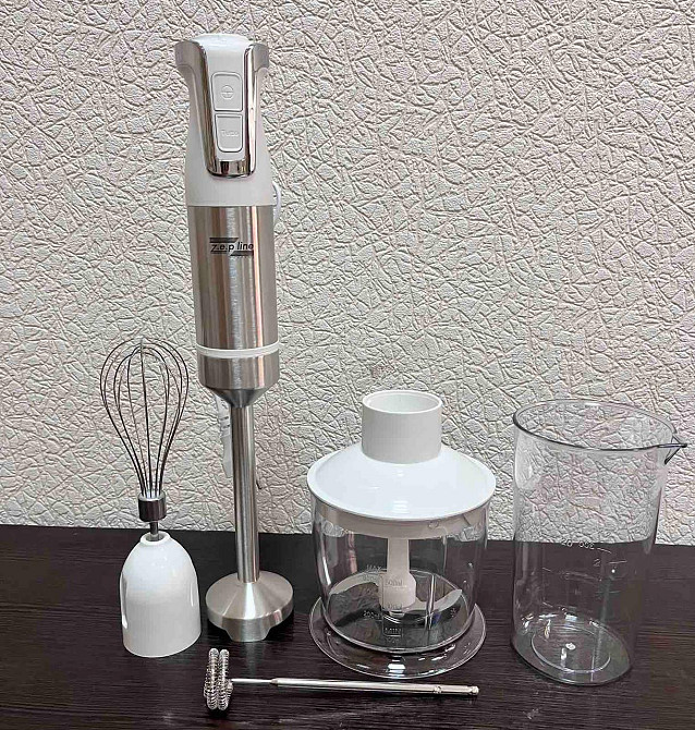 Занурювальний блендер Zepline ZP-073, 1500 Вт, 10 швидкостей, турбо, подрібнювач 600 мл, мірний стакан 700 мл, вінчик, білий Одеса - фото 3
