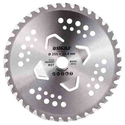 Нож для триммера Sigma с твердосплавными напайками 255x25.4мм 40Т 4 подрезные лопасти (5624601) Винница