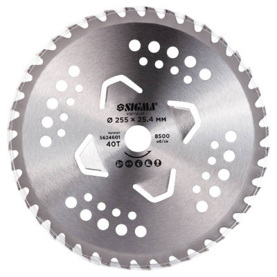 Нож для триммера Sigma с твердосплавными напайками 255x25.4мм 40Т 4 подрезные лопасти (5624601) Винница - изображение 3