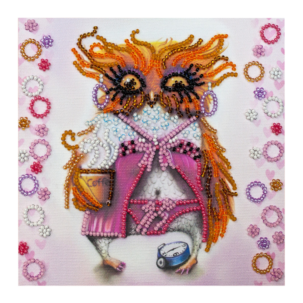 Набір для вишивання бісером "Сова з чашкою кави" AM-104 15х15 см Вінниця - фото 1