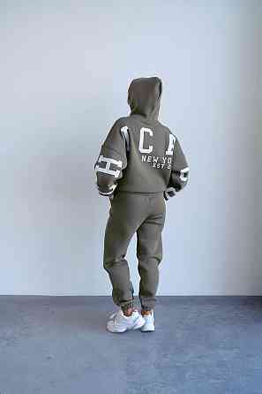 Женский стильный повседневный костюм Chicago с двойным капюшоном Хаки, 48/50 Одесса