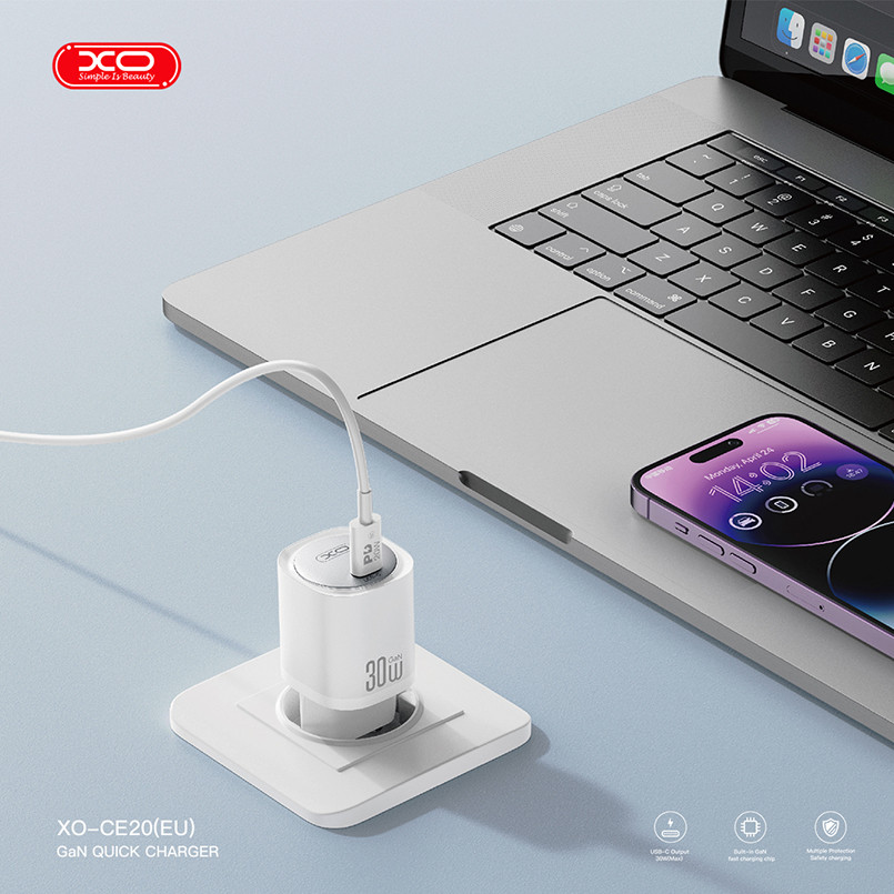 Мережевий зарядний пристрій XO CE20 PD30W/PPS33W 1USB-C білий Львів - фото 3