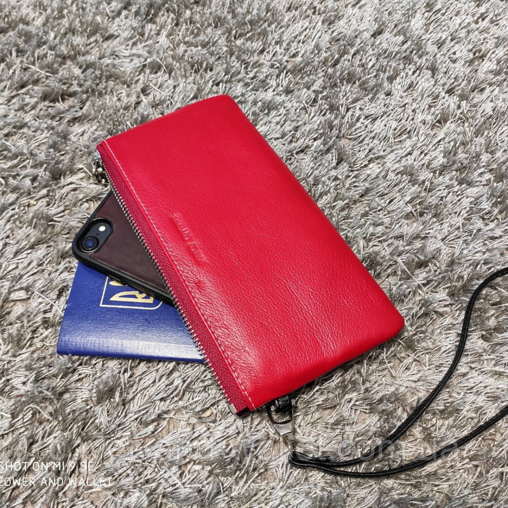 Тонкий кожаный женский кошелек клатч на молнии с ремешком Marco Coverna 88806 Киев - изображение 8