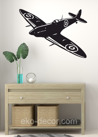 Декоративное настенное Панно «Самолет», Декор на стену 70*50 см, Черный Киев