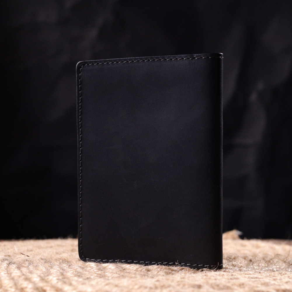 Стильная обложка на военный билет в винтажной коже Карта GRANDE PELLE 16780 Черная Киев - изображение 8