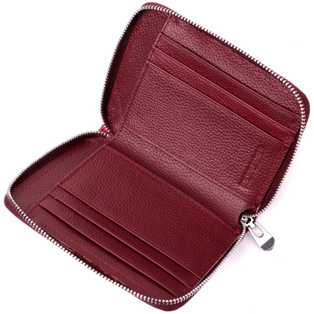 Жіночий шкіряний гаманець на блискавці, бордовий (ST Leather) Київ - фото 16