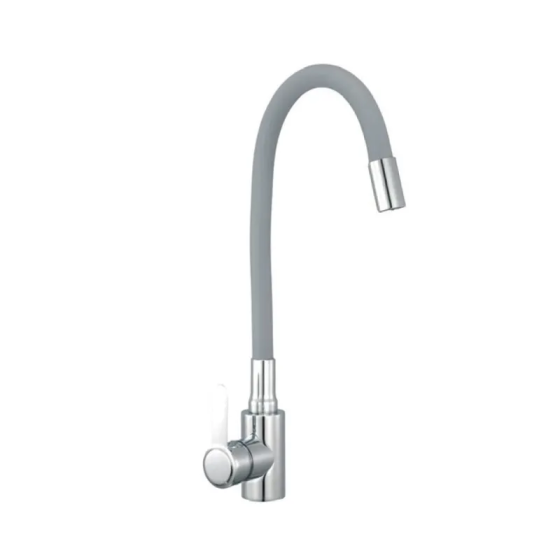 Кухонный смеситель Champion EZA-011 с силиконовым изливом и нержавеющей сталью хром серо-рефлекторный (CH6456) Харьков