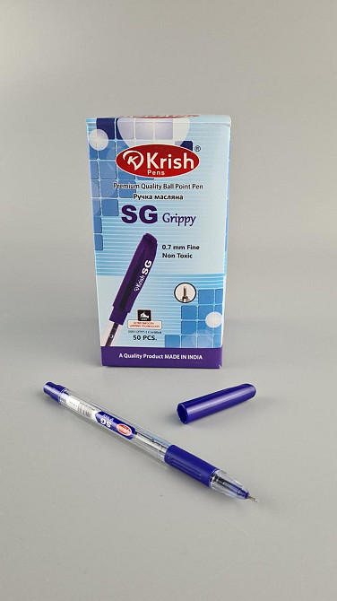 Ручка кулькова автоматична "KrishA SG Grippy" СИНЯЯ (50 шт.) Харків - фото 1