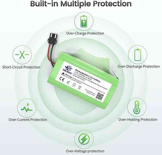 Акумулятор для робота-пилососа 14.4 В, 2600 мАг, змінна літій-іонна батарея для Ecovacs Eufy Tesvor Cong з захистом від перегріву Київ