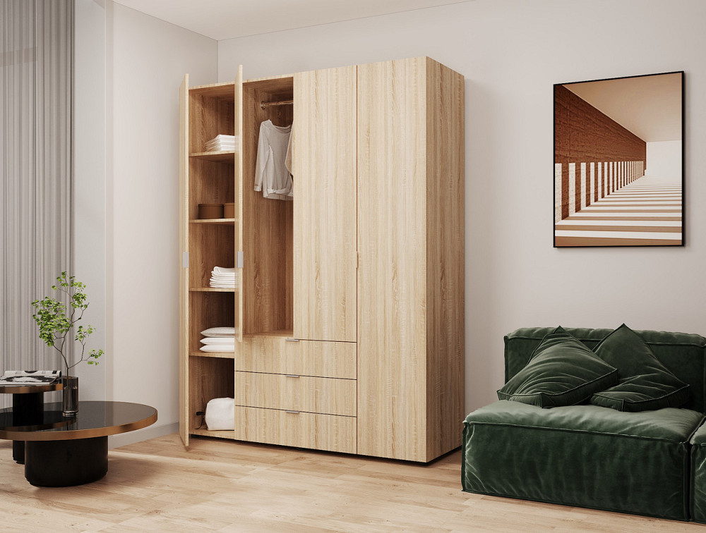 Шкаф распашной для одежды Doros Гелар 155х49,5х203,4 см Дуб сонома (DRS-011102) Львов - изображение 2