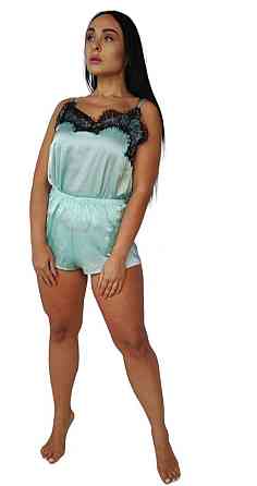 Піжама жіноча шовкова Блакитний майка і шорти 44 Харків