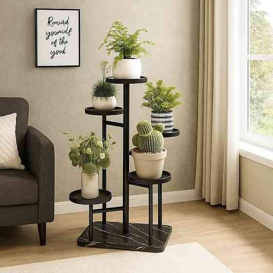 Стеллаж для цветов и растений на 5 ярусов цвет черный Каменец-Подольский