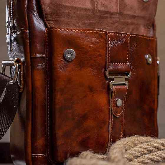 Сумка стильна чоловіча Vintage 14829 Коричнева Київ