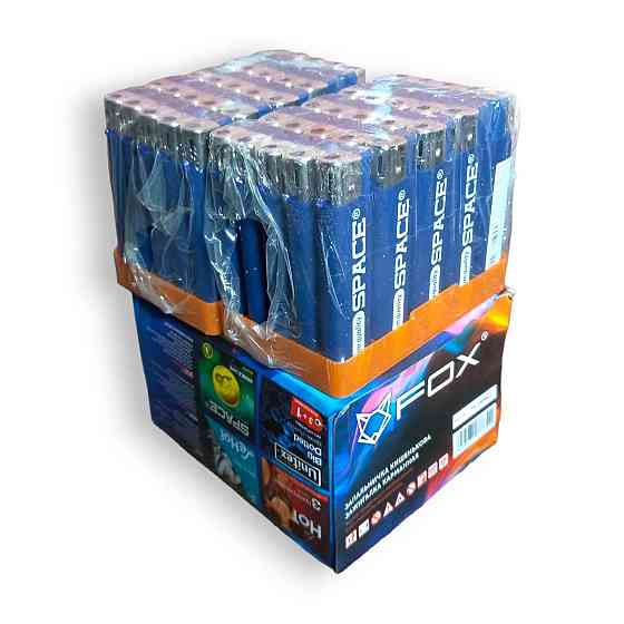 Зажигалка прорезиненная синяя уп/50шт Фокс Харьков