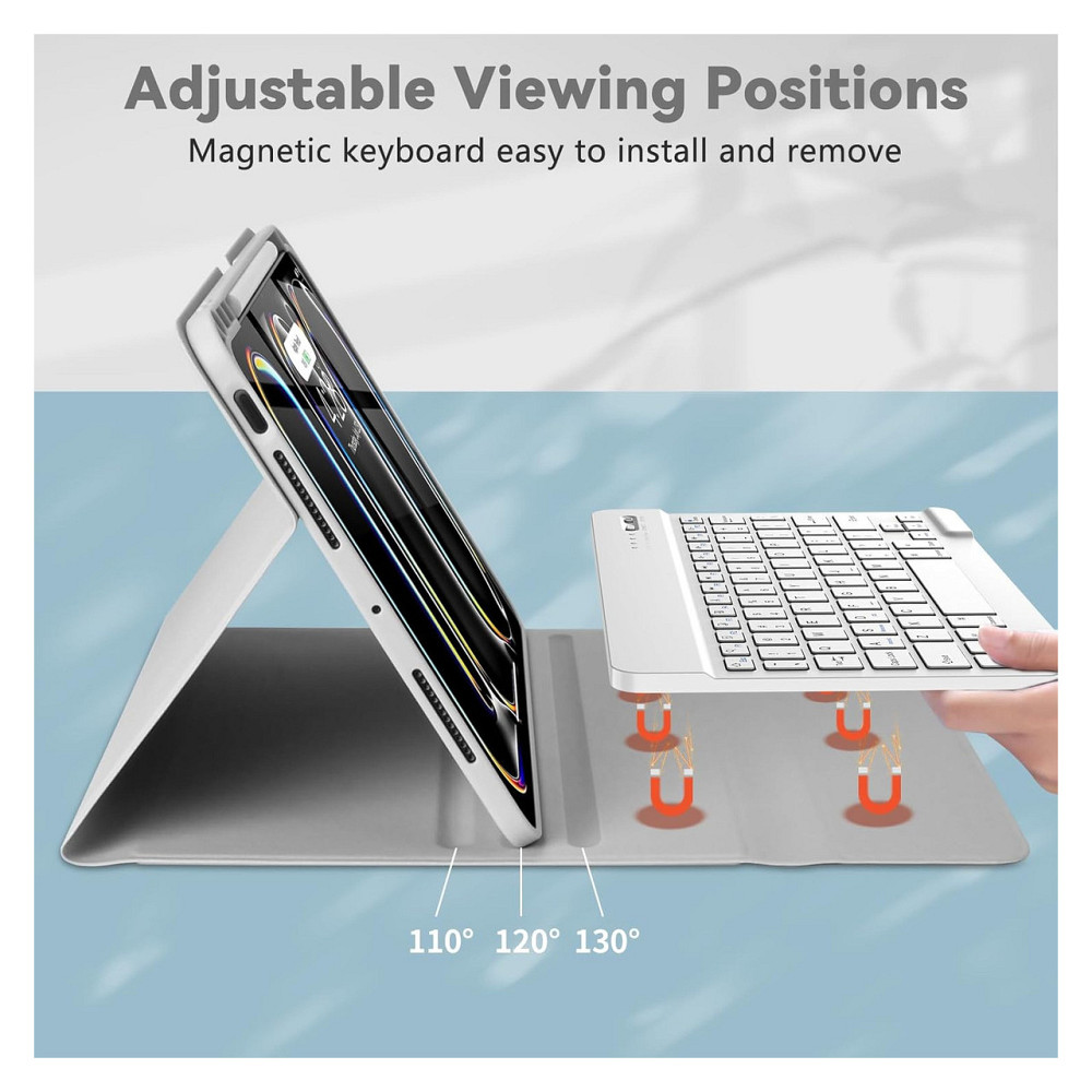 Чехол-клавиатура TQQ для iPad Pro 13 M5/M4 Серый магнитный съемный QWERTY подставка держатель для Apple Pencil Киев - изображение 2
