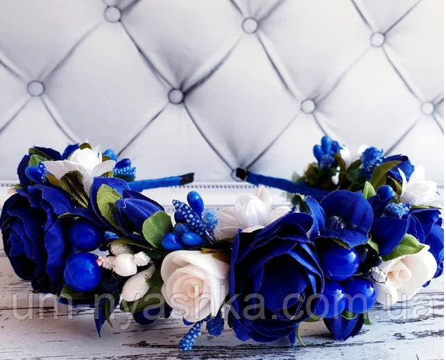 Обідок обруч з трояндочками "Синій Пишний" Кривий Ріг - фото 1