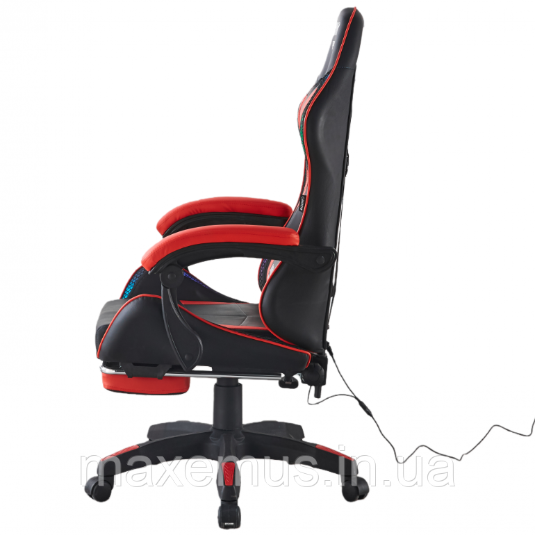 Компьютерное кресло для геймера с подсветкой массажем пультом Bonro B 1 4 4 кресло геймерское с подставкой для ног красное Мостиска - изображение 4