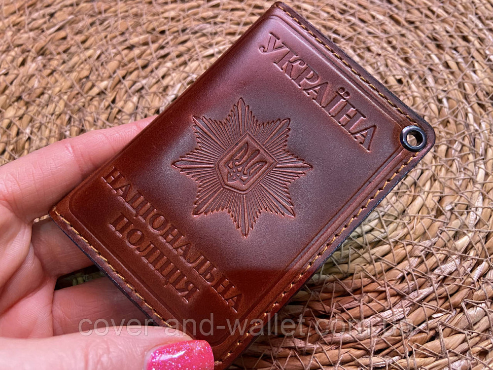 Шкіряна обкладинка на посвідчення НПУ (Національна поліція України) Київ - фото 3