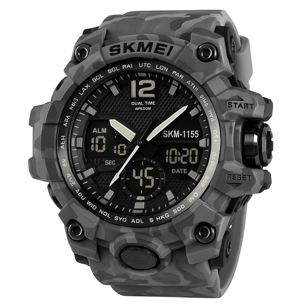 Годинник чоловічий спортивний з крокоміром SKMEI 1155BCMGY, Новий командирський годинник GV-53 Львів - фото 16