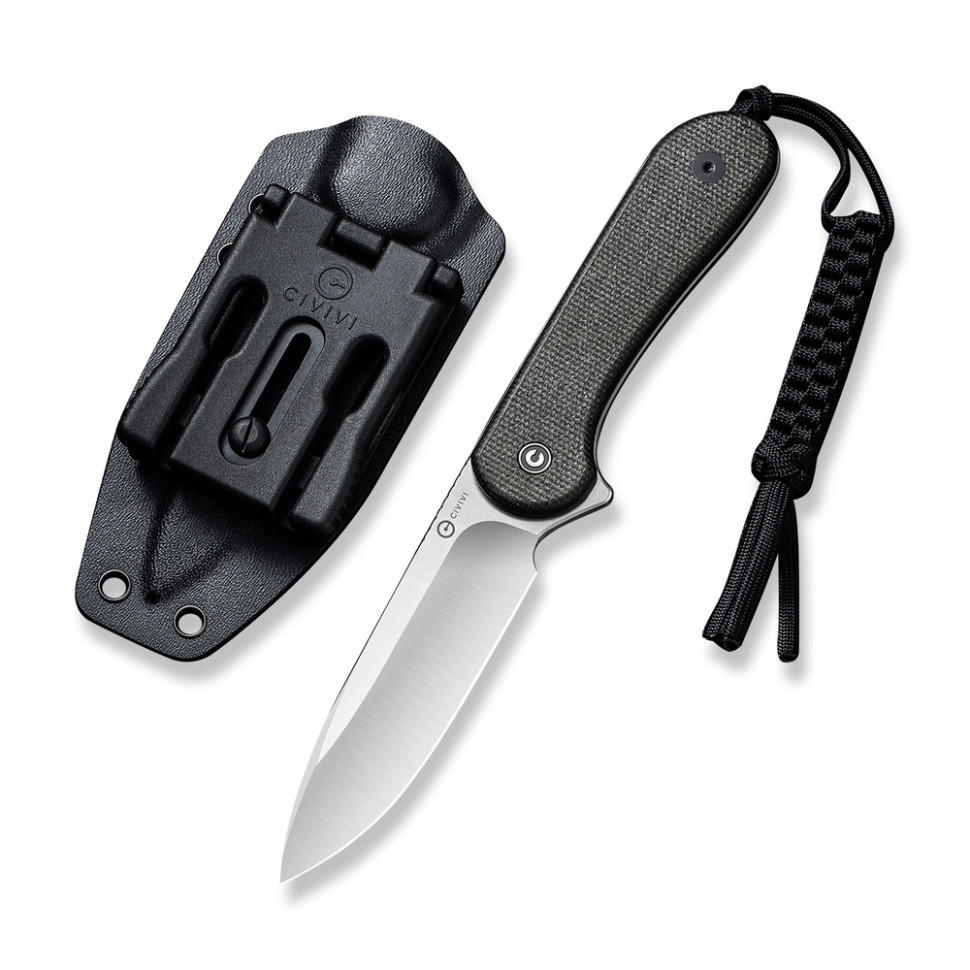Ніж фіксований тактичний Civivi Elementum, (10.1 см) D2 / Micarta чорний Київ - фото 1