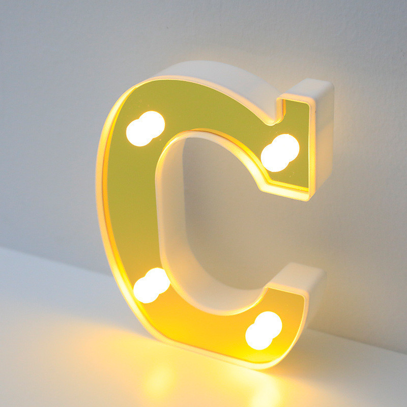 Об'ємна літера С led маленька 16 на 14 см золотистий Київ - фото 1