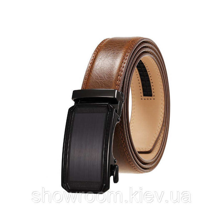 Мужской кожаный ремень с пряжкой автомат Leather Collection (7813) Киев - изображение 1