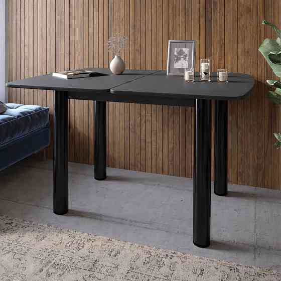 Обеденный стол раскладной LION Нота черные ножки Антрацит 60x90/90x120 (LION-045132) Львов