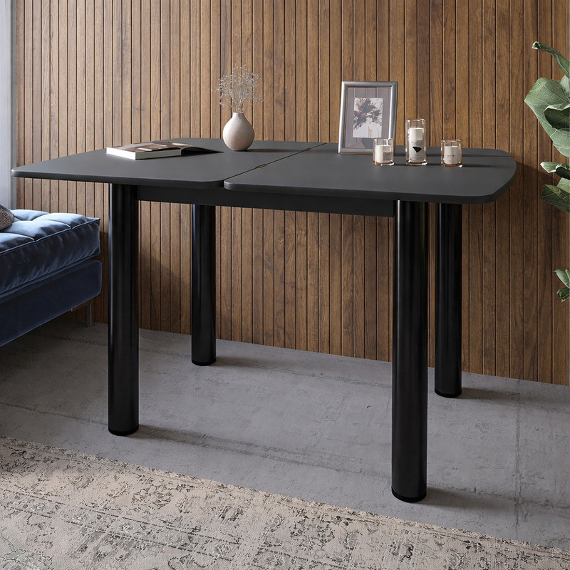 Обеденный стол раскладной LION Нота черные ножки Антрацит 60x90/90x120 (LION-045132) Львов - изображение 1