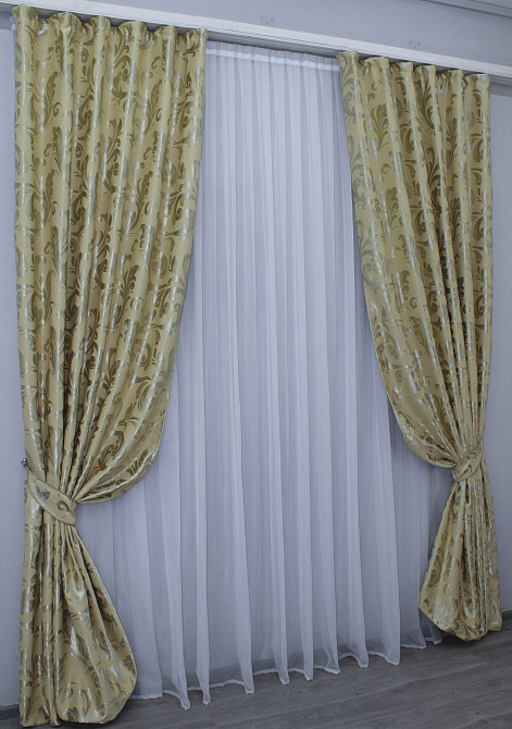 Комплект готових штор VR-Textil Блекаут № 1071ш Жовтий з сірим 100х270 см 2шт (31-895) Київ - фото 3