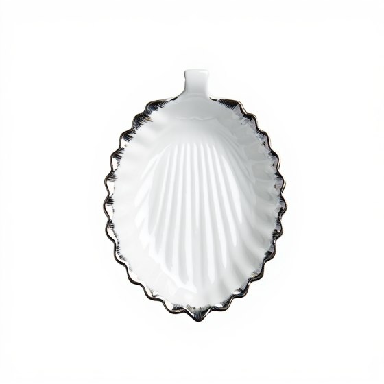 Декоративне блюдо Лист 31 см біле з чорним кантом 2553-1S Коломыя