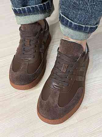 Кеды женские Hengji 8009-9 samba комбинированные кожа-замша коричневые, 40, 25,5 см Киев