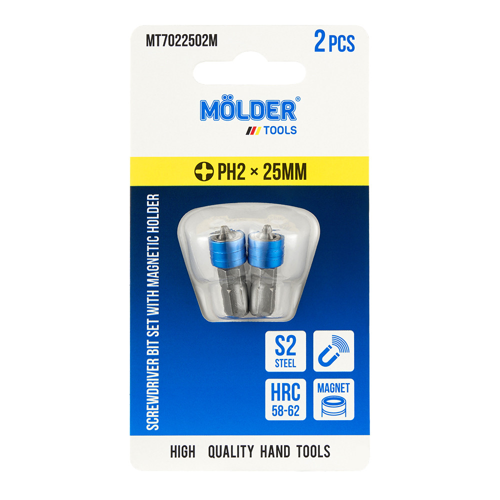 Набір біт Molder з магнітним тримачем PH2x25мм 2шт Львів - фото 1