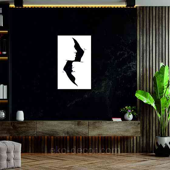 Декоративне настінне 3D Панно «Силует пари», Декор на стіну з об'ємом 90*56 см, Білий Київ