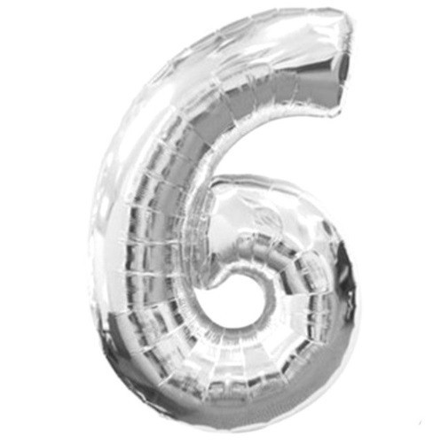 Шарик цифра 6 фольгированная 32 дюйма серебристый Киев - изображение 2