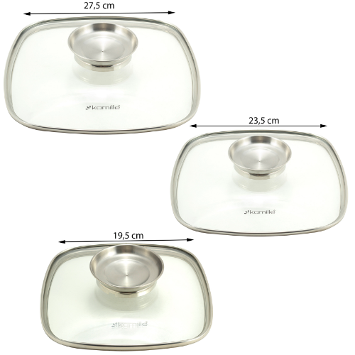 Набір каструль 7 предметів квадратні (каструлі d20см-2,3л/d24см-4,4л/28см-6,5л + прихватки) 4435 KAMILLE Житомир - фото 11