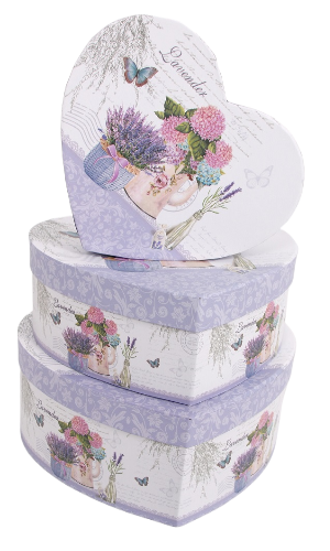 Подарункові коробки UFO 3366-SY342 Набір 3 шт LaAVANDER HEART серце (6990790) Київ - фото 1