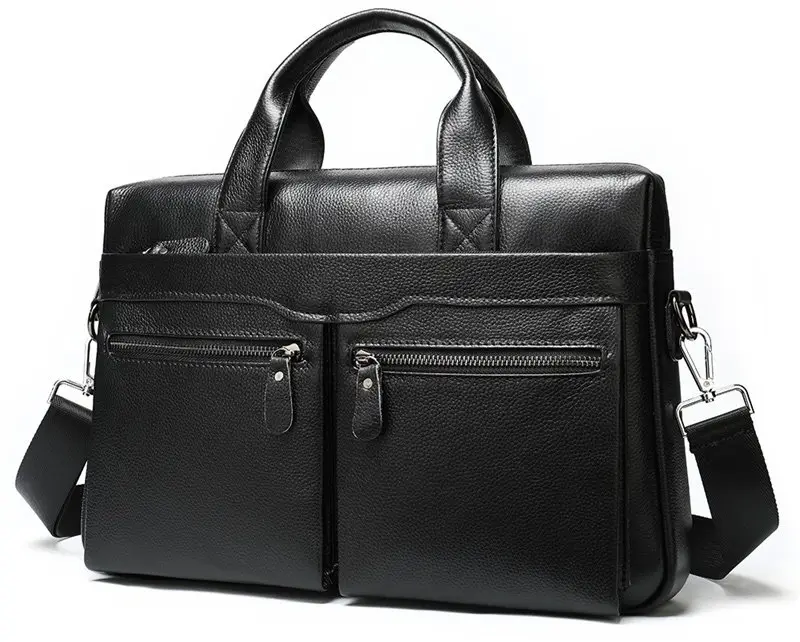Чоловіча сумка-портфель Tiding Bag (39 x 28 × 8 см) сумка для ноутбука Чорний Київ - фото 6
