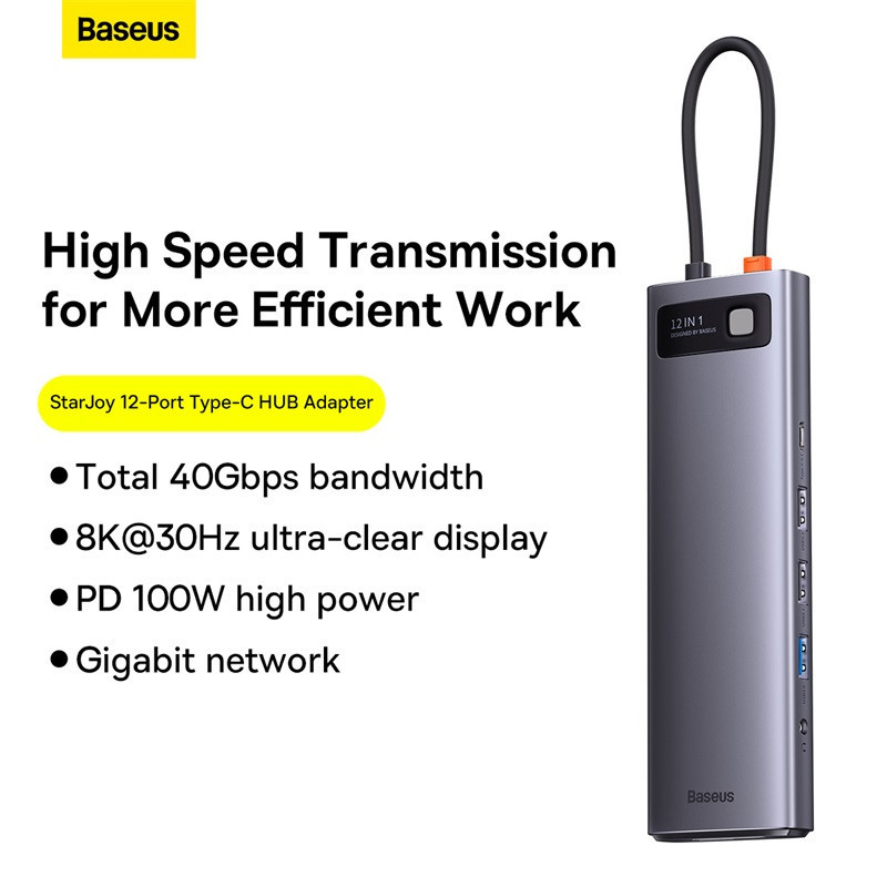 USB-хаб Baseus Metal Gleam Series 12-in-1 Multifunctional Type-C HUB Docking Station Gray Одеса - фото 10