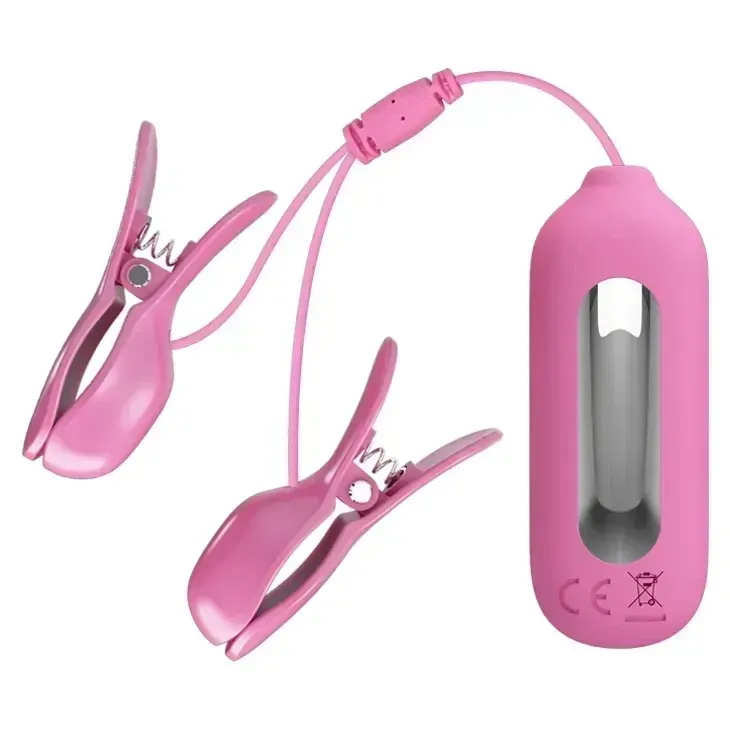 Віброзатискачі для сосків Pretty Love Nipple Clip з електростимуляцією, рожеві Sex Aura Київ - фото 5