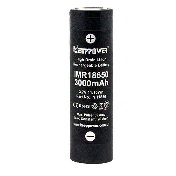 Акумулятор Keeppower IMR18650 3000 mAh (Samsung INR18650-30Q) (Чорний) Вінниця - фото 1